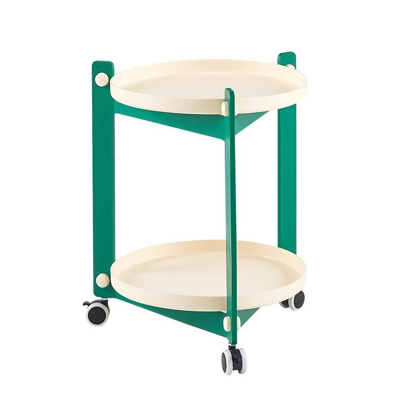 Mesa auxiliar contemporánea creativa de PVC y acero inoxidable móvil, redonda, rectangular de 2 niveles para sala de estar 