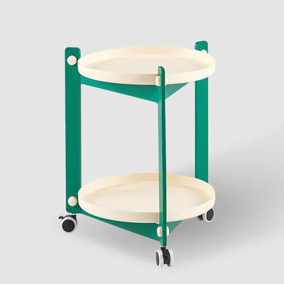Mesa auxiliar contemporánea creativa de PVC y acero inoxidable móvil, redonda, rectangular de 2 niveles para sala de estar 