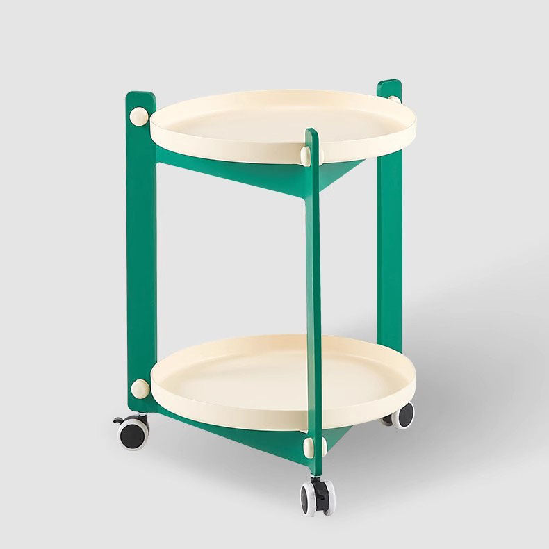 Mesa auxiliar contemporánea creativa de PVC y acero inoxidable móvil, redonda, rectangular de 2 niveles para sala de estar 