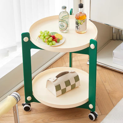 Mesa auxiliar contemporánea creativa de PVC y acero inoxidable móvil, redonda, rectangular de 2 niveles para sala de estar 