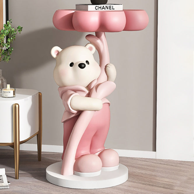 Moderner Art Deco Harz Fiberglas Cartoon Bär Kleeblatt Beistelltisch 1-stufig für Wohnzimmer 