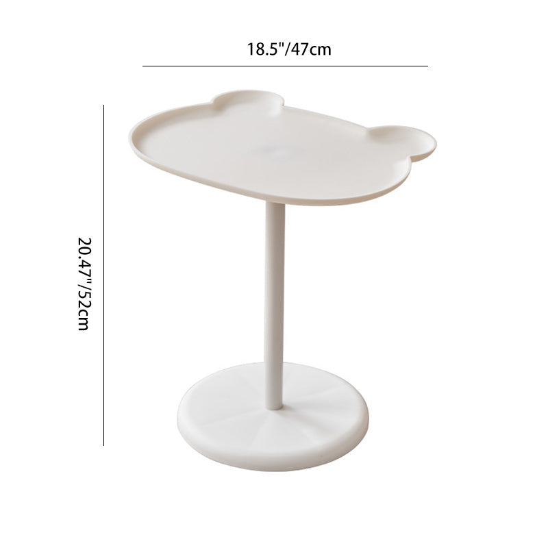 Modern Minimalist PP Bear-Shaped Round End Table 1-Tier For Living Room