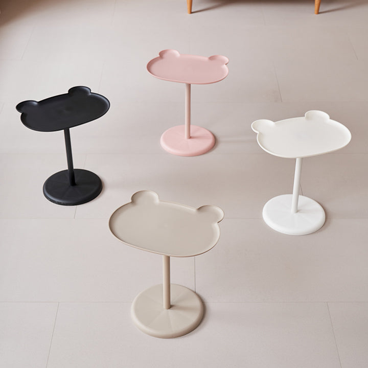 Modern Minimalist PP Bear-Shaped Round End Table 1-Tier For Living Room