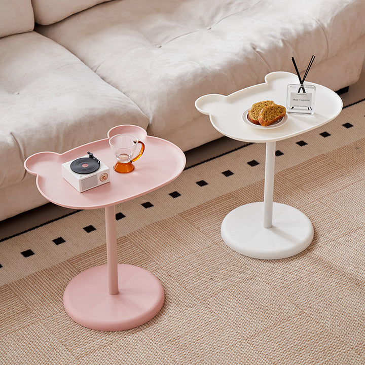 Modern Minimalist PP Bear-Shaped Round End Table 1-Tier For Living Room