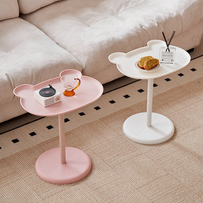 Mesa Auxiliar Redonda de 1 Nivel con Forma de Oso Minimalista Moderna para Sala de Estar 