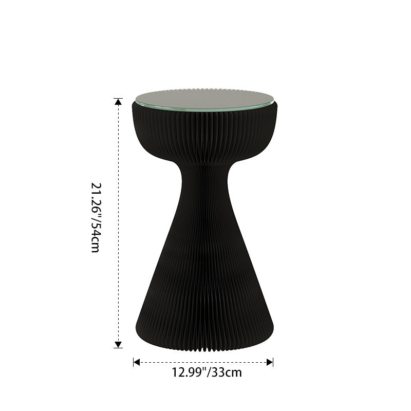Zeitgenössischer kreativer Tisch aus gehärtetem Glas mit Papiertütenform, runder Endtisch, 1-stufig für das Wohnzimmer 