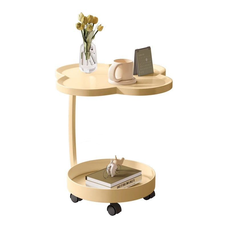 Mesa Auxiliar Redonda de 2 Niveles en Forma de Trébol de Acero al Carbono PP Creativo Contemporáneo para Sala de Estar 