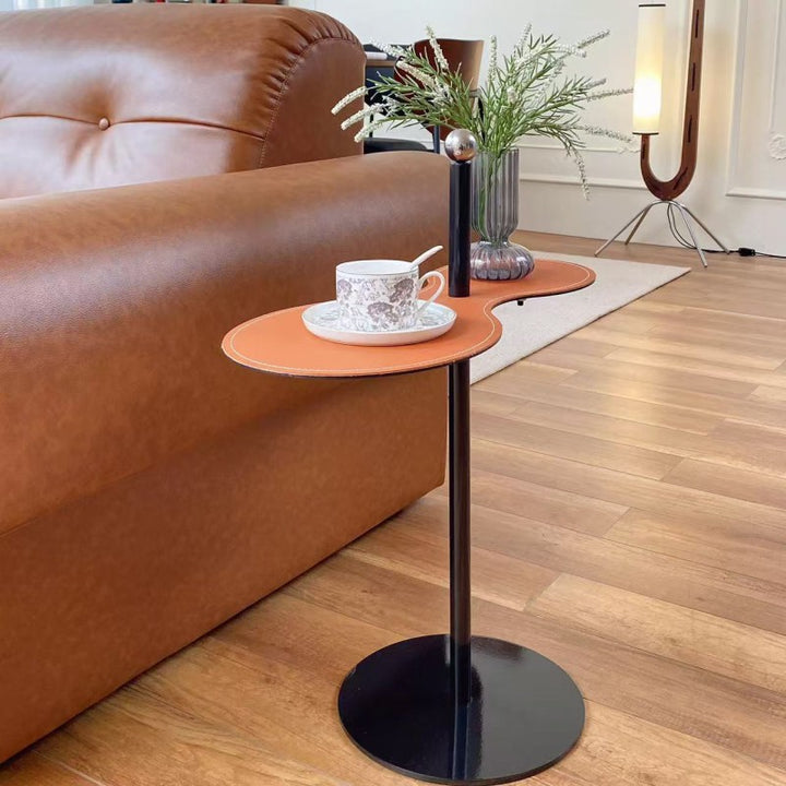 Mesa de Centro Ovalada de Acero Inoxidable con Mármol Chino Tradicional de 1 Nivel para Sala de Estar 