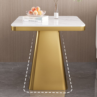 Moderner minimalistischer gesinterter Stein Kohlenstoffstahl quadratischer Beistelltisch 1-stufig für Schlafzimmer & Wohnzimmer 