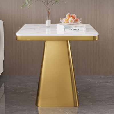 Moderner minimalistischer gesinterter Stein Kohlenstoffstahl quadratischer Beistelltisch 1-stufig für Schlafzimmer & Wohnzimmer 