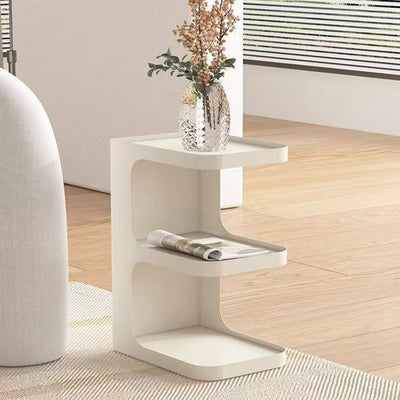 Mesa Auxiliar Rectangular de Hierro Creativo Contemporáneo en Forma de E de 3 Niveles para Sala de Estar 