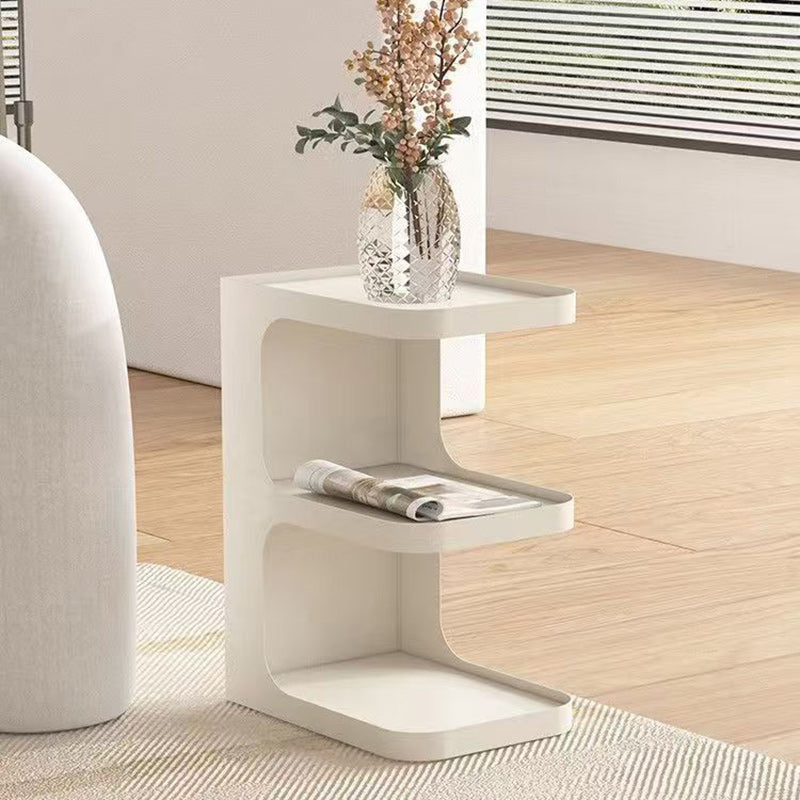 Mesa Auxiliar Rectangular de Hierro Creativo Contemporáneo en Forma de E de 3 Niveles para Sala de Estar 
