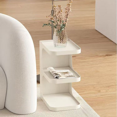 Mesa Auxiliar Rectangular de Hierro Creativo Contemporáneo en Forma de E de 3 Niveles para Sala de Estar 