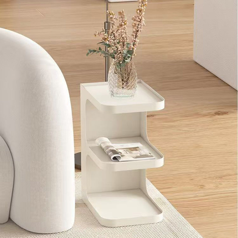 Mesa Auxiliar Rectangular de Hierro Creativo Contemporáneo en Forma de E de 3 Niveles para Sala de Estar 