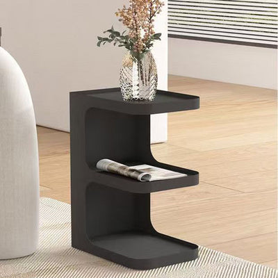 Mesa Auxiliar Rectangular de Hierro Creativo Contemporáneo en Forma de E de 3 Niveles para Sala de Estar 