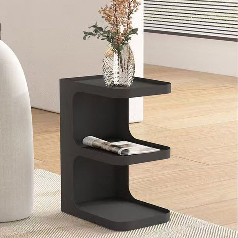 Mesa Auxiliar Rectangular de Hierro Creativo Contemporáneo en Forma de E de 3 Niveles para Sala de Estar 