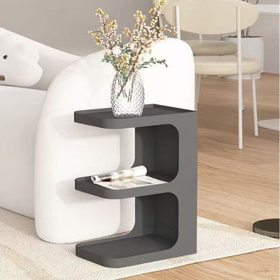 Mesa Auxiliar Rectangular de Hierro Creativo Contemporáneo en Forma de E de 3 Niveles para Sala de Estar 