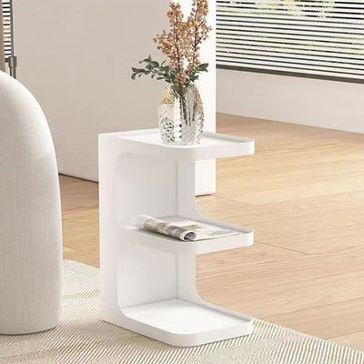 Mesa Auxiliar Rectangular de Hierro Creativo Contemporáneo en Forma de E de 3 Niveles para Sala de Estar 