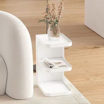 Mesa Auxiliar Rectangular de Hierro Creativo Contemporáneo en Forma de E de 3 Niveles para Sala de Estar 