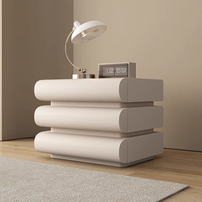 Table de chevet contemporaine créative en faux cuir, bois massif et métal, semi-ronde carrée avec 3 tiroirs pour chambre 