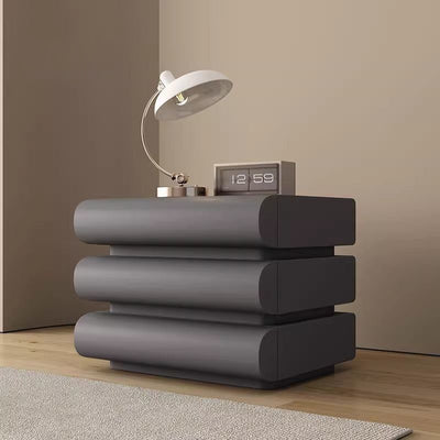 Table de chevet contemporaine créative en faux cuir, bois massif et métal, semi-ronde carrée avec 3 tiroirs pour chambre 