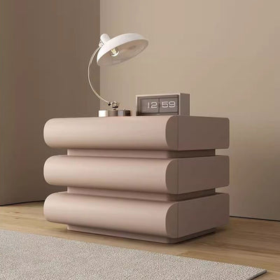 Table de chevet contemporaine créative en faux cuir, bois massif et métal, semi-ronde carrée avec 3 tiroirs pour chambre 