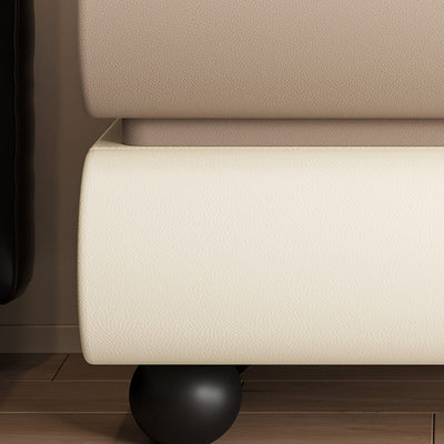 Table de nuit carrée en bois massif avec cuir synthétique moderne et 2 tiroirs pour chambre 