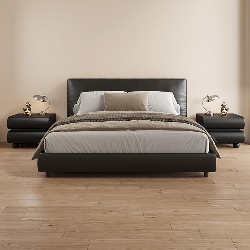 Table de nuit carrée en bois massif avec cuir synthétique moderne et 2 tiroirs pour chambre 