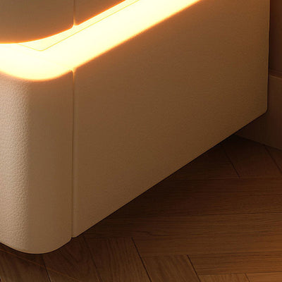 Table de chevet contemporaine en cuir de Napa créatif avec bois massif, métal, carré incurvé avec 2 tiroirs pour chambre 