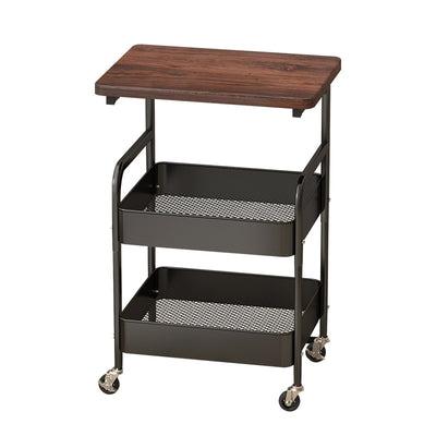 Mesa Auxiliar Móvil Rectangular de Madera y Metal Minimalista Moderna con 3 Niveles para Sala de Estar 
