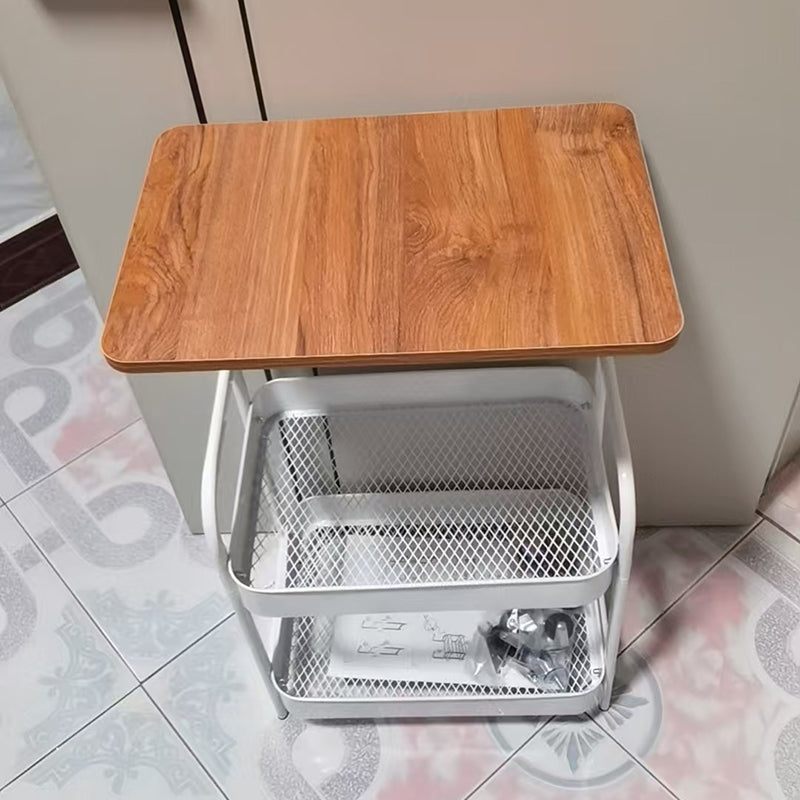 Étagère à roulettes moderne minimaliste en fer et bois à 3 niveaux pour salon 