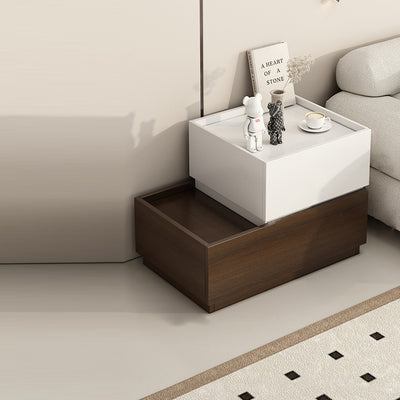 Table de nuit modulaire rectangulaire en bois d'ingénierie créatif contemporain avec métal 1/2-tiroir pour chambre 