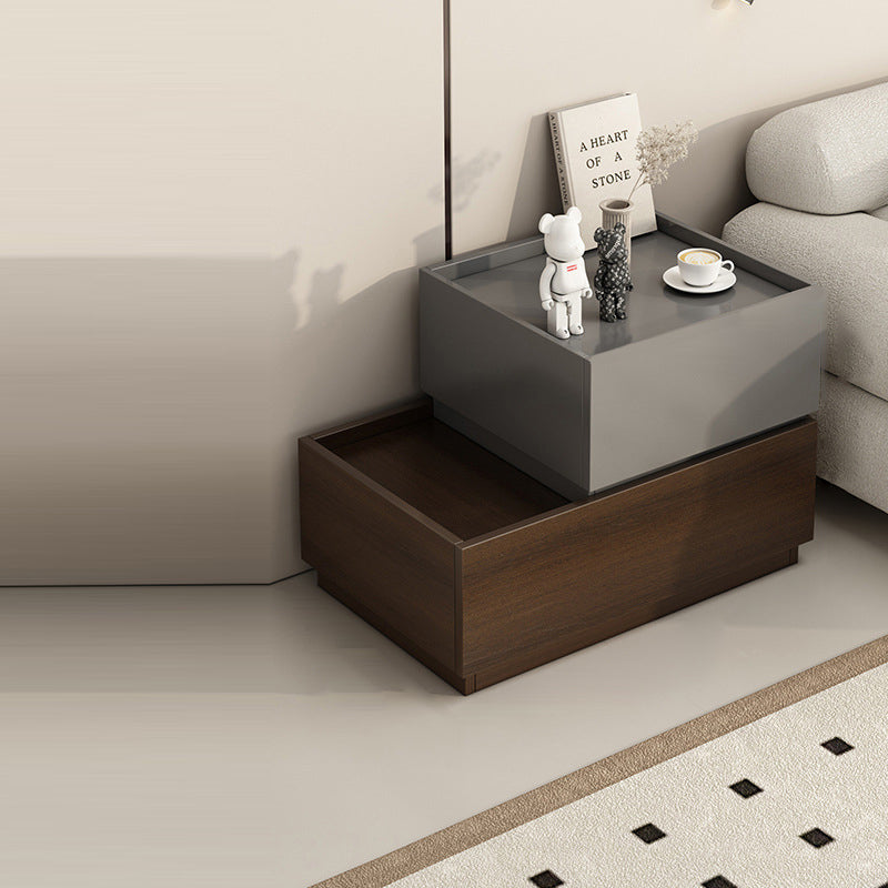 Table de nuit modulaire rectangulaire en bois d&