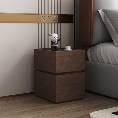 Moderna Lujo Madera Maciza Metal Mesita de Noche Cuadrada de 2 Cajones Para Dormitorio 