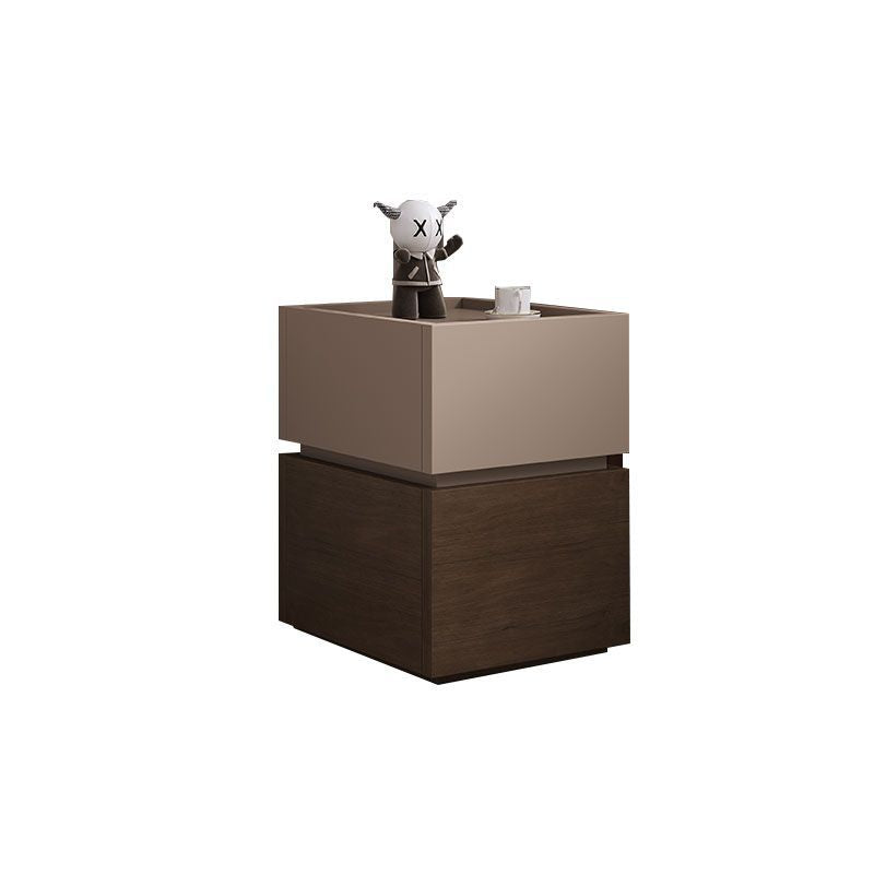 Moderna Lujo Madera Maciza Metal Mesita de Noche Cuadrada de 2 Cajones Para Dormitorio 