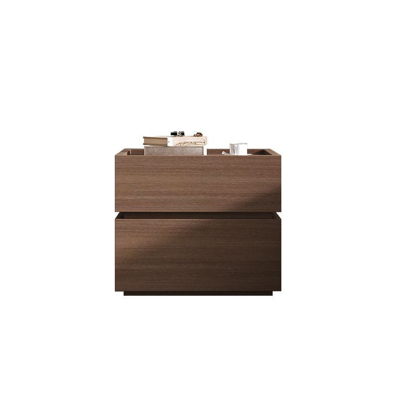 Moderna Lujo Madera Maciza Metal Mesita de Noche Cuadrada de 2 Cajones Para Dormitorio 
