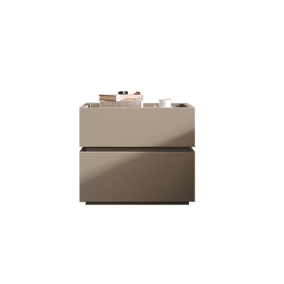 Moderna Lujo Madera Maciza Metal Mesita de Noche Cuadrada de 2 Cajones Para Dormitorio 