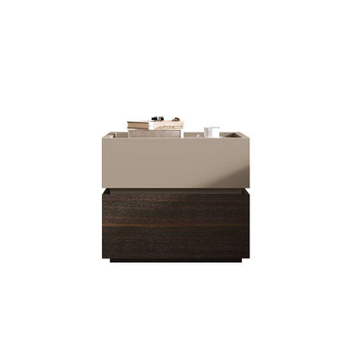 Moderna Lujo Madera Maciza Metal Mesita de Noche Cuadrada de 2 Cajones Para Dormitorio 