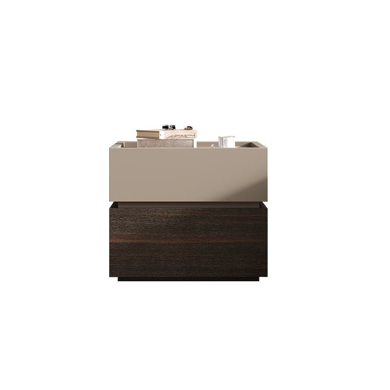 Moderna Lujo Madera Maciza Metal Mesita de Noche Cuadrada de 2 Cajones Para Dormitorio 