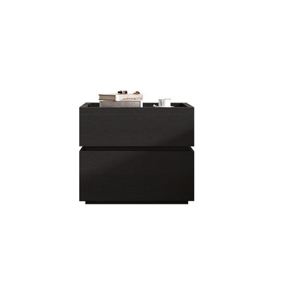 Moderna Lujo Madera Maciza Metal Mesita de Noche Cuadrada de 2 Cajones Para Dormitorio 