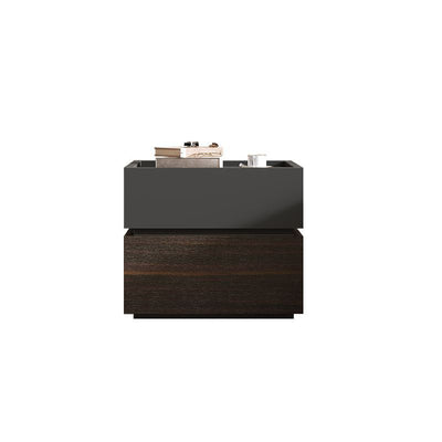 Moderna Lujo Madera Maciza Metal Mesita de Noche Cuadrada de 2 Cajones Para Dormitorio 