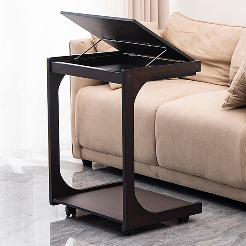 Traditional Vintage Bamboo C-Shaped Square Side Table 2-Tier For Living Room