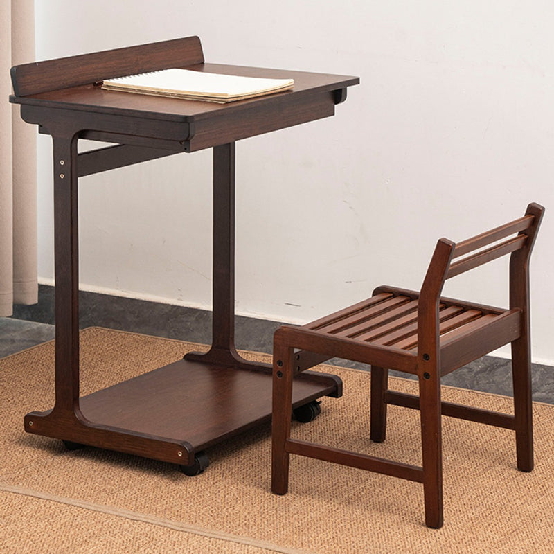 Traditional Vintage Bamboo C-Shaped Square Side Table 2-Tier For Living Room