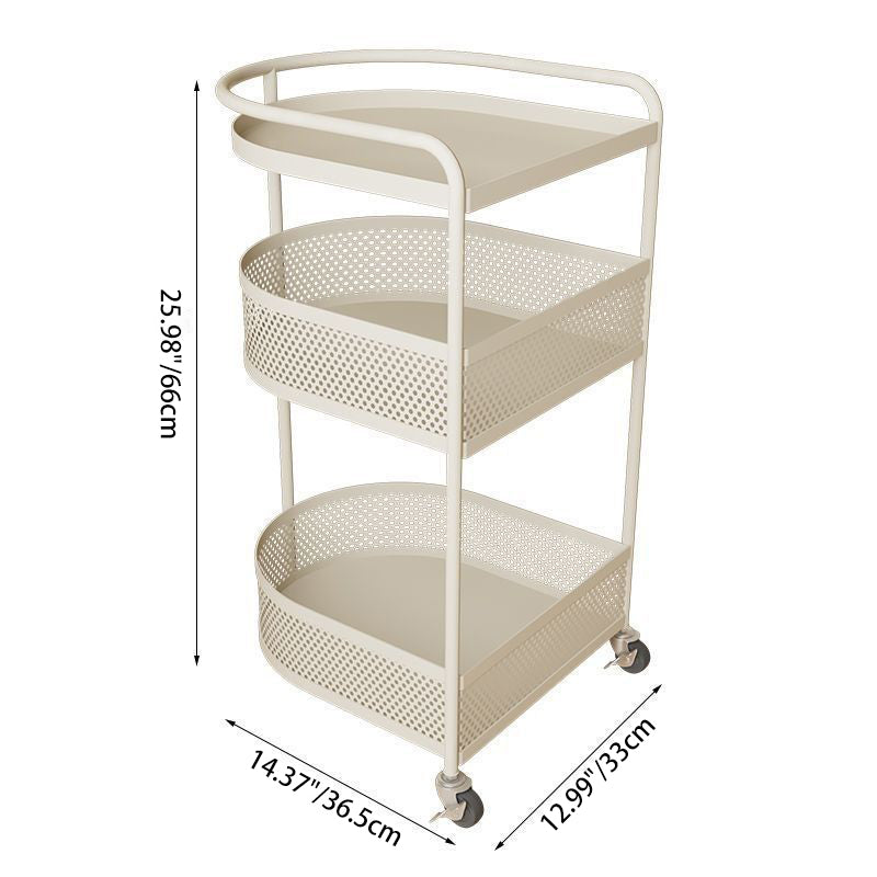 Moderner minimalistischer metallener halbkreisförmiger Beistelltisch mit 3 Ebenen für das Wohnzimmer 