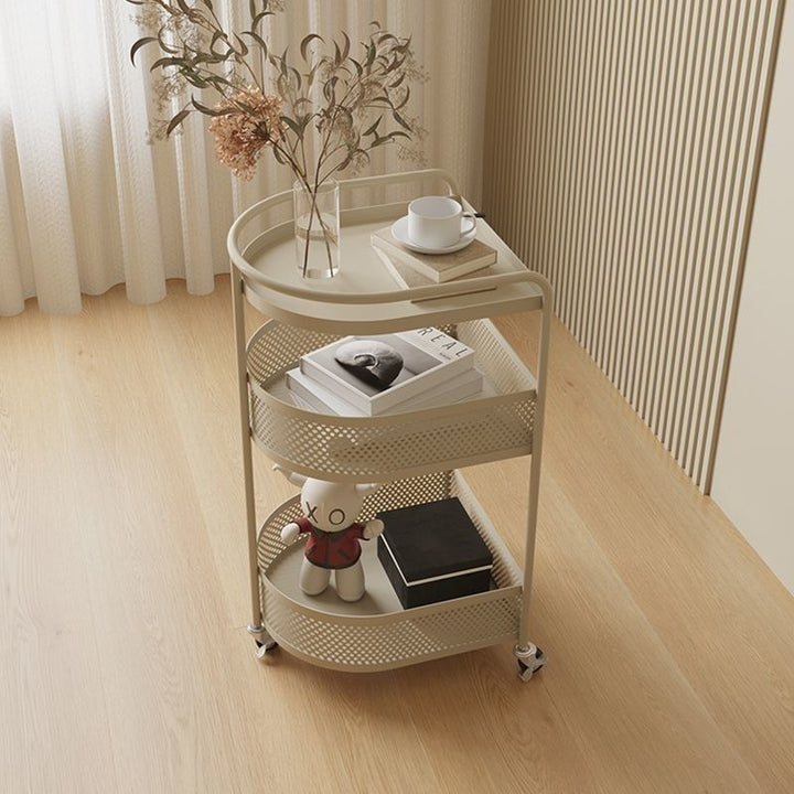 Moderner minimalistischer metallener halbkreisförmiger Beistelltisch mit 3 Ebenen für das Wohnzimmer 