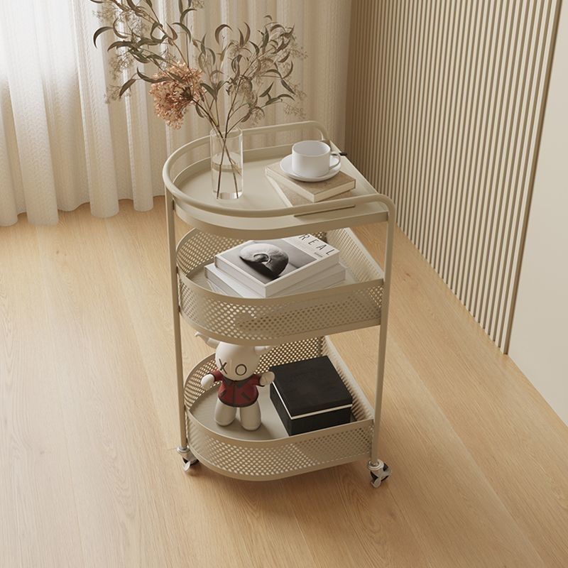Mesa Auxiliar Arqueada Semicircular de Metal Minimalista Moderna de 3 Niveles para Sala de Estar 