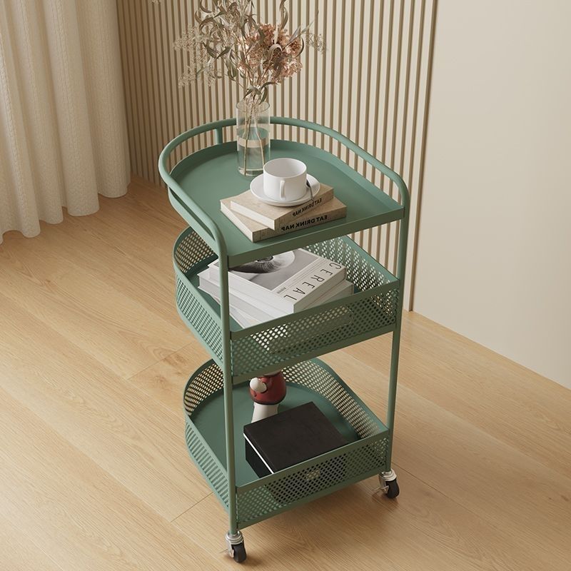 Mesa Auxiliar Arqueada Semicircular de Metal Minimalista Moderna de 3 Niveles para Sala de Estar 