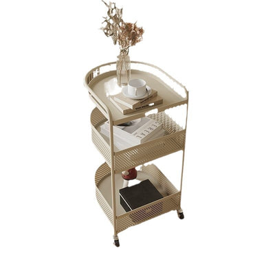 Mesa Auxiliar Arqueada Semicircular de Metal Minimalista Moderna de 3 Niveles para Sala de Estar 