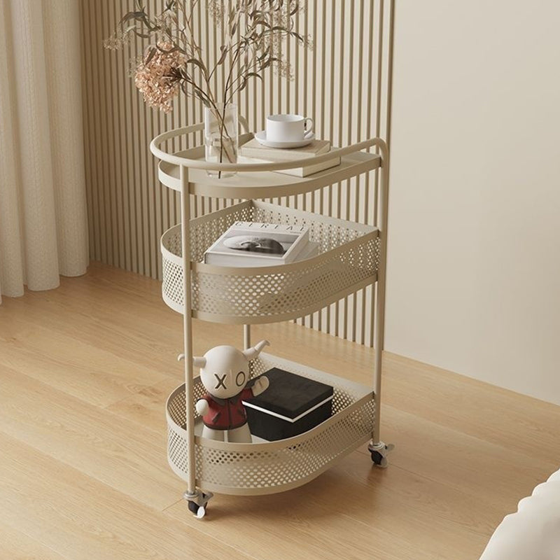 Moderner minimalistischer metallener halbkreisförmiger Beistelltisch mit 3 Ebenen für das Wohnzimmer 