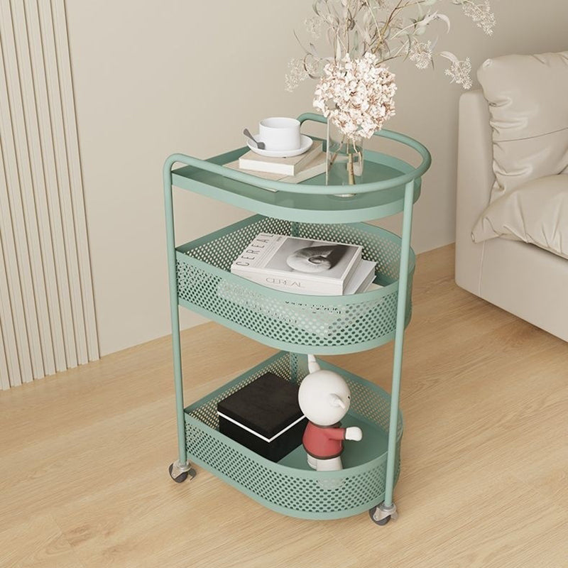 Mesa Auxiliar Arqueada Semicircular de Metal Minimalista Moderna de 3 Niveles para Sala de Estar 